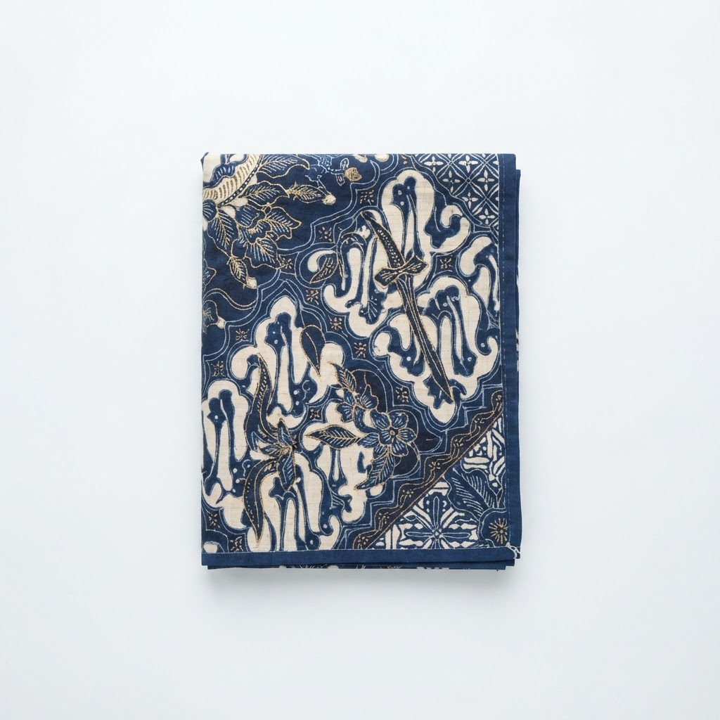 A folded premium batik sarong.